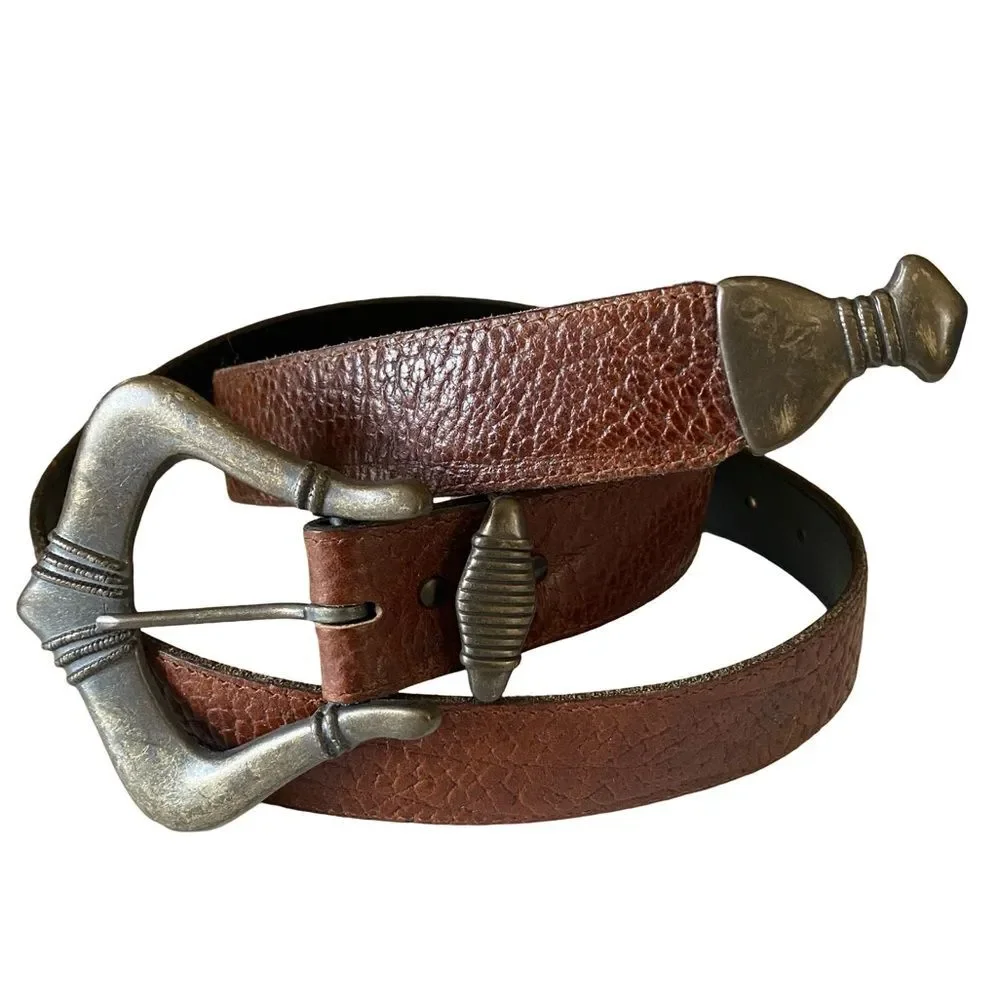 Vintage 90s Express Genuine Leather Belt Brown Size Small